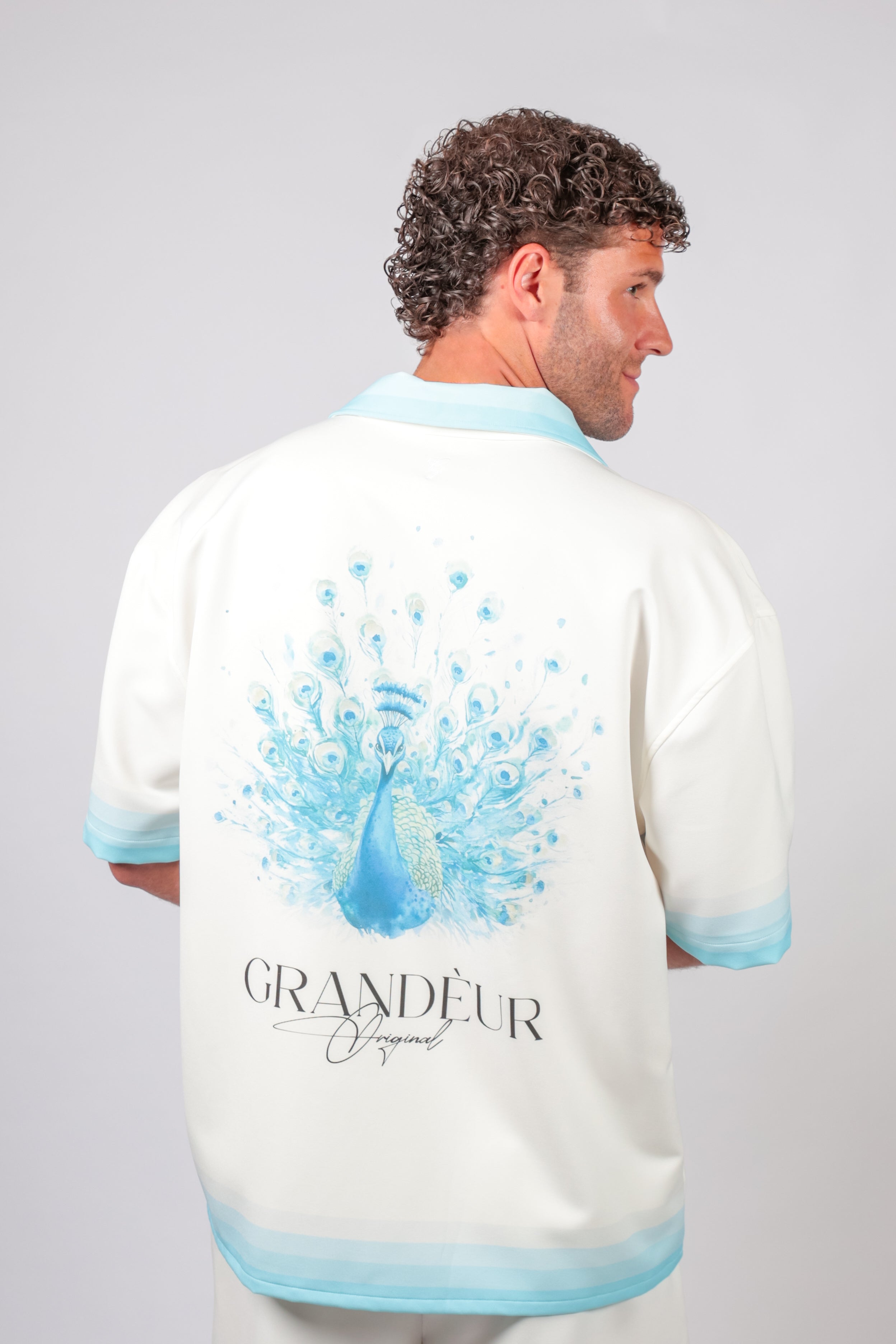 Mens going out shirts Australia — Grandèur signature blue shirt detail