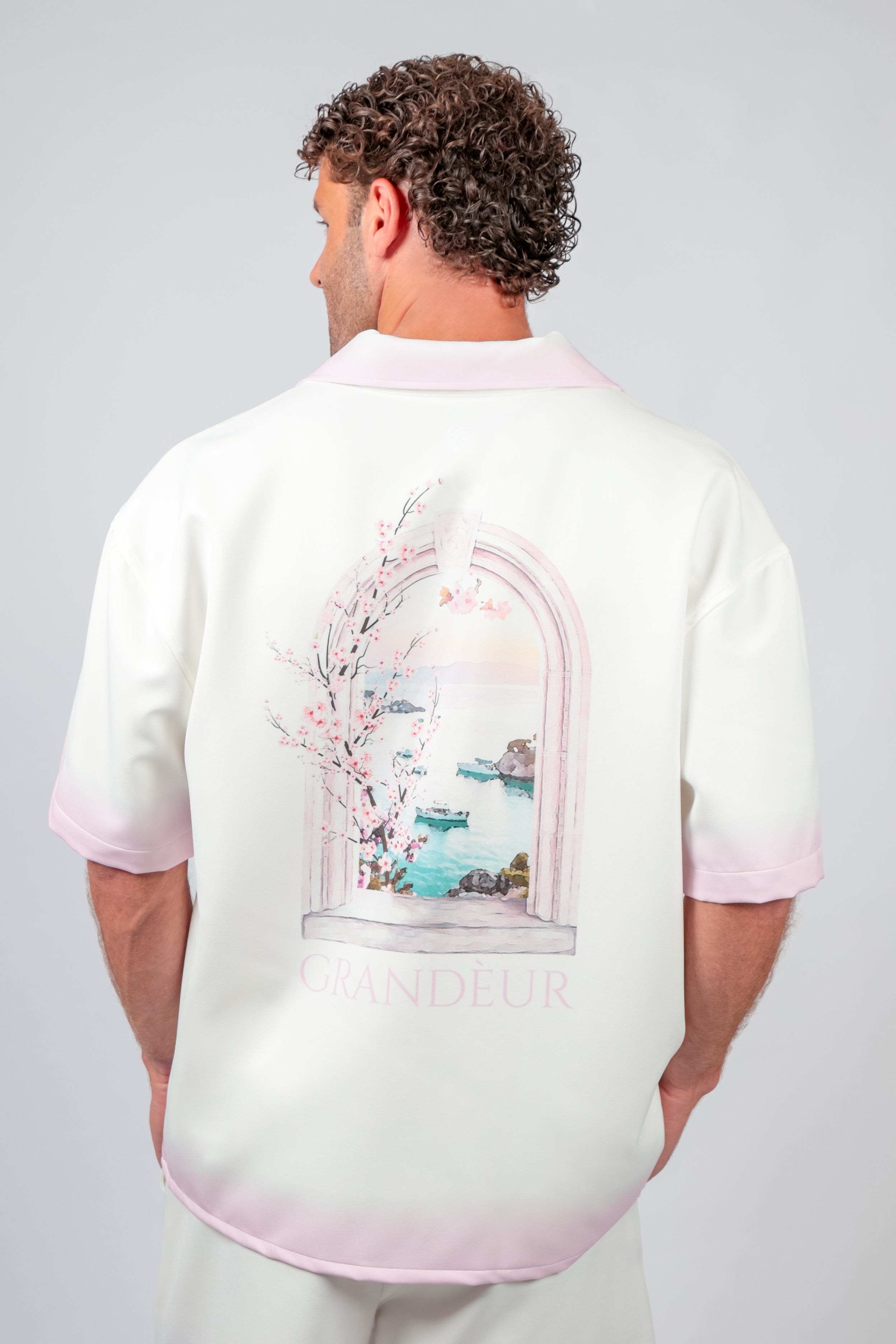 Mens going out shirts Australia — Grandèur signature pink shirt detail