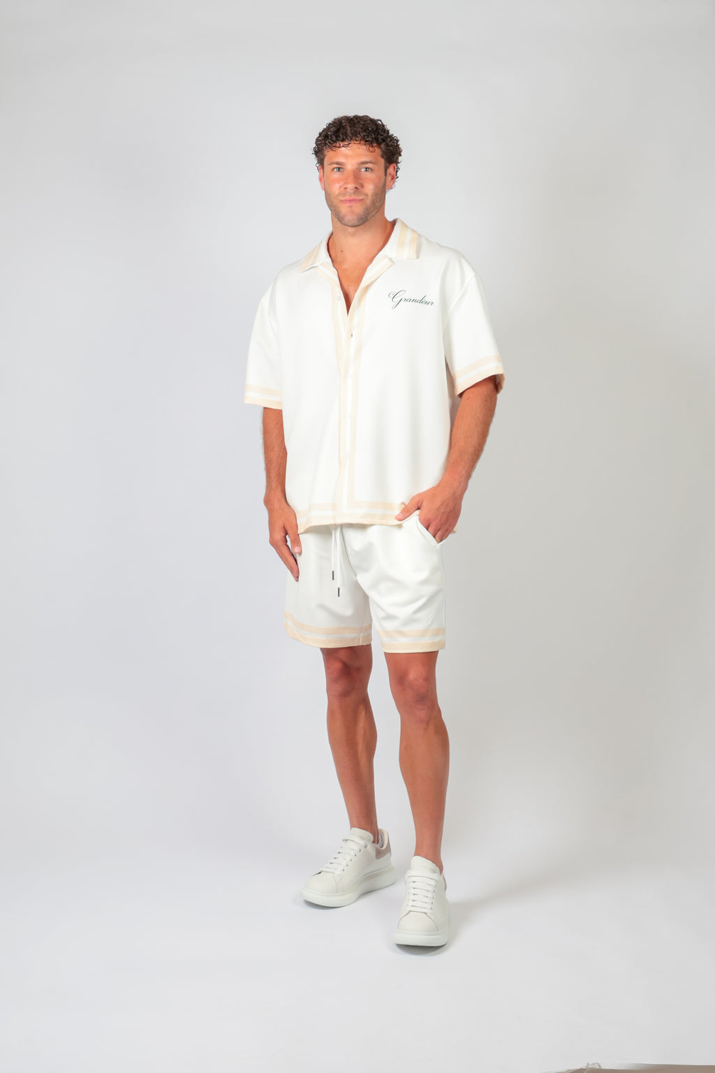 Grandèur beige going out shirt for men Australia — mens eventwear